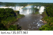 Waterfall Cataratas del Iguazu on Iguazu River, Brazil. Стоковое фото, фотограф Яков Филимонов / Фотобанк Лори