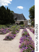 Шомон-сюр-Луар (Chateau de Chaumont-sur-Loire), Франция. Живописные цветочные клумбы в парке (2017 год). Редакционное фото, фотограф Rokhin Valery / Фотобанк Лори