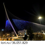 String Bridge at the entrance to Jerusalem at night (2021 год). Редакционное фото, фотограф Irina Opachevsky / Фотобанк Лори