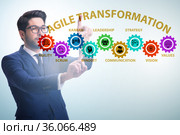 Businessman in agile transformation concept. Стоковое фото, фотограф Elnur / Фотобанк Лори