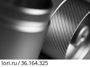 Technical background with shiny cylindrical metallic details. Стоковое фото, фотограф EugeneSergeev / Фотобанк Лори