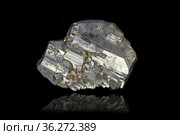 Mineral pyrite on black background. Стоковое фото, фотограф Евгений Ткачёв / Фотобанк Лори