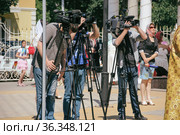 Видеосъемка православного праздника в честь святителя Иоасафа Белгородского. Белгород, Россия (2017 год). Редакционное фото, фотограф irisff / Фотобанк Лори