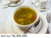 Georgian Khashlama, boiled lamb brisket in broth with potatoes. Стоковое фото, фотограф Яков Филимонов / Фотобанк Лори