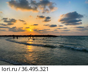Sunset on the Mediterranean Sea (2021 год). Стоковое фото, фотограф Irina Opachevsky / Фотобанк Лори