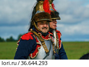 Реконструкция Бородинского сражения. Французские кирасиры, тяжёлая кавалерия (2021 год). Редакционное фото, фотограф Андрей Дегтярёв / Фотобанк Лори