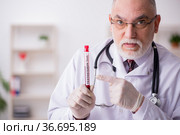 Old male doctor hematologist working in the clinic. Стоковое фото, фотограф Elnur / Фотобанк Лори