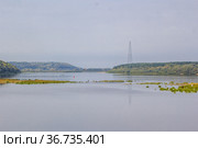 Shukhov tower on the Oka river on at autumn. Стоковое фото, фотограф Дмитрий Тищенко / Фотобанк Лори