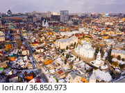 Alekseevo-Akatov monastery and the old residential quarters in the winter in Voronezh. Стоковое фото, фотограф Яков Филимонов / Фотобанк Лори