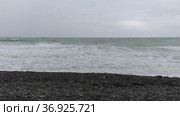 Берег Чёрного моря. Сильный шторм, большие волны. The Black Sea coast. Strong storm, big waves. Стоковое видео, видеограф Евгений Романов / Фотобанк Лори