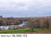 Серпухов. Вид на плотину со смотровой площадки (2021 год). Стоковое фото, фотограф Илюхина Наталья / Фотобанк Лори