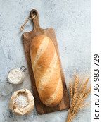 Sourdough Bloomer or Baton loaf bread. Стоковое фото, фотограф Ольга Сергеева / Фотобанк Лори