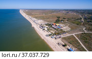 Aerial view of the Dolzhanskaya foreland and the Azov Sea. Russia. Стоковое фото, фотограф Арестов Андрей Павлович / Фотобанк Лори