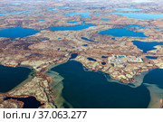 Air photo of Rig for drilling gas in Yamal tundra, West Siberia. Стоковое фото, фотограф Владимир Мельников / Фотобанк Лори