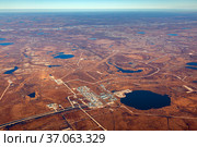 Air photo of tundra in autumn, Yamal, Western Siberia. Стоковое фото, фотограф Владимир Мельников / Фотобанк Лори