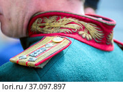 Russia Samara May 2019: officer of the tsarist army during the Russo-Turkish war. Стоковое фото, фотограф Акиньшин Владимир / Фотобанк Лори