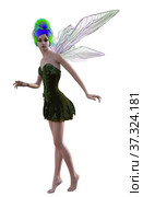 3D Fae girl with colorful wings. Стоковая иллюстрация, иллюстратор Анна Павлова / Фотобанк Лори