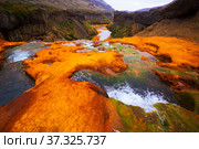 View of Agrio river near Salto del Agrio waterfall. Стоковое фото, фотограф Яков Филимонов / Фотобанк Лори
