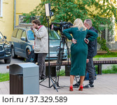 Телевизионная съемочная группа на выезде (2019 год). Редакционное фото, фотограф Александр Щепин / Фотобанк Лори