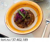 Traditional spanish dish Jarrete de ternera. Стоковое фото, фотограф Яков Филимонов / Фотобанк Лори