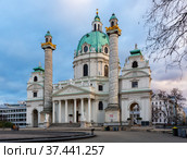 External view of Karlskirche in Vienna, Austria. Стоковое фото, фотограф Яков Филимонов / Фотобанк Лори