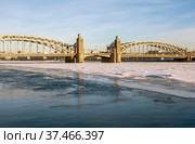 Мост Большеохтинский (Императора Петра Великого). Санкт-Петербург (2022 год). Стоковое фото, фотограф Сергей Афанасьев / Фотобанк Лори
