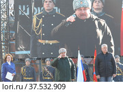 Праздник в поддержку 8-летия воссоединения Крыма с Россией на площади в Балашихе (2022 год). Редакционное фото, фотограф Дмитрий Неумоин / Фотобанк Лори