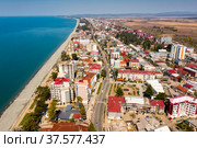 Panoramic view of coast of Kobuleti, Georgia. Стоковое фото, фотограф Яков Филимонов / Фотобанк Лори