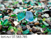 Glass Bay in Vladivostok. Sea-polished colored glass on the beach. Background, texture. Стоковое фото, фотограф Vera Shcherbakova / Фотобанк Лори