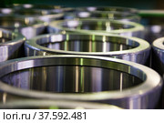Close-up of bearing outer-race rings. Low depth of field. Centre of photo in focus. Стоковое фото, фотограф Alexey Rezvykh / Фотобанк Лори