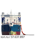 Oil tanker at the SPM buoy. 3d-rendering. Редакционная иллюстрация, иллюстратор Наталья Лагуткина / Фотобанк Лори