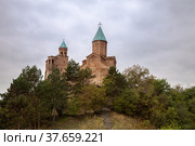 Gremi royal fortress and the Church of the Archangels on a high hill. Kakheti, Georgia. Стоковое фото, фотограф Юлия Бабкина / Фотобанк Лори