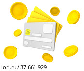 Credit card and coins. Стоковая иллюстрация, иллюстратор WalDeMarus / Фотобанк Лори