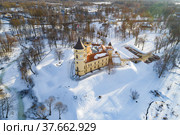 Над замком Бип (Мариенталь) февральским солнечным днем. Павловск, окрестности Санкт-Петербурга. Россия (2019 год). Редакционное фото, фотограф Виктор Карасев / Фотобанк Лори