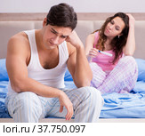 Man husband upset about pregnancy test results. Стоковое фото, фотограф Elnur / Фотобанк Лори