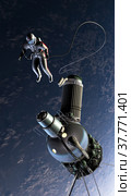 First spacewalk. 3D Illustration. Стоковая иллюстрация, иллюстратор Александр Володин / Фотобанк Лори