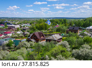 Вид с высоты на улицы Переславля-Залесского, Ярославская область (2022 год). Редакционное фото, фотограф Natalia Sidorova / Фотобанк Лори