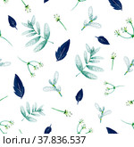 Seamless gouache mint texture. Clipart for art work and weddind design. Стоковая иллюстрация, иллюстратор Денисова Анастасия / Фотобанк Лори