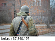 Вооружённый доброволец территориальной обороны. Стоковое фото, фотограф Виталий Михайлюк / Фотобанк Лори