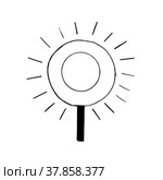 Ring lamp icon, sticker. sketch hand drawn doodle style. vector, minimalism, monochrome. lighting, blogging, technology, electronics. Стоковая иллюстрация, иллюстратор Ирина Самойлова / Фотобанк Лори