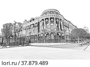 Sevastyanov's House - Historical building in neo-gothic style. Стоковая иллюстрация, иллюстратор Евгений Ткачёв / Фотобанк Лори