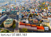 Aerial view of Czech city of Liberec. Стоковое фото, фотограф Яков Филимонов / Фотобанк Лори