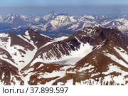 Mountains are covered with glaciers. View from helicopter flight altitude. Стоковое фото, фотограф Евгений Ткачёв / Фотобанк Лори