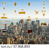 The ridesharing and carpooling concept in the city. Стоковое фото, фотограф Elnur / Фотобанк Лори