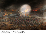 Диорама битвы у Никольского монастыря в 1812 году в музее Малоярославца (2022 год). Редакционное фото, фотограф Дмитрий Неумоин / Фотобанк Лори