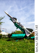 Defense forces weapon. Antiaircraft missles rocket with warhead aimed to the sky. Стоковое фото, фотограф Евгений Ткачёв / Фотобанк Лори