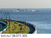 Прогулочная набережная на намывной территории возле станции метро «Зенит». Санкт-Петербург (2022 год). Редакционное фото, фотограф Румянцева Наталия / Фотобанк Лори