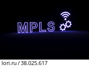 MPLS neon concept self illumination background 3D illustration. Стоковая иллюстрация, иллюстратор Максим Иванов / Фотобанк Лори