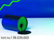 Price of american oil is changing concept. Black barrel with oil and graph. Стоковое фото, фотограф Сергей Толмачёв / Фотобанк Лори