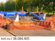 Trenchless method of main pipeline restoration using primus-line method or using u-pipe pulled inside an old steel pipe. Стоковое фото, фотограф Дмитрий Коростылев / Фотобанк Лори